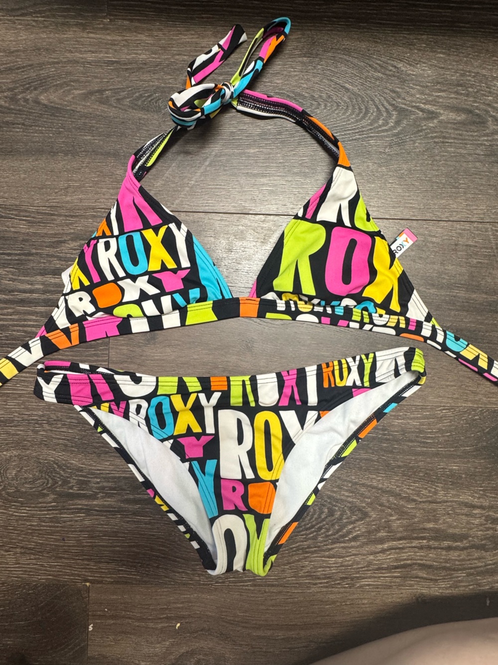 Roxy Multicolor Neon Logo Bikini Set